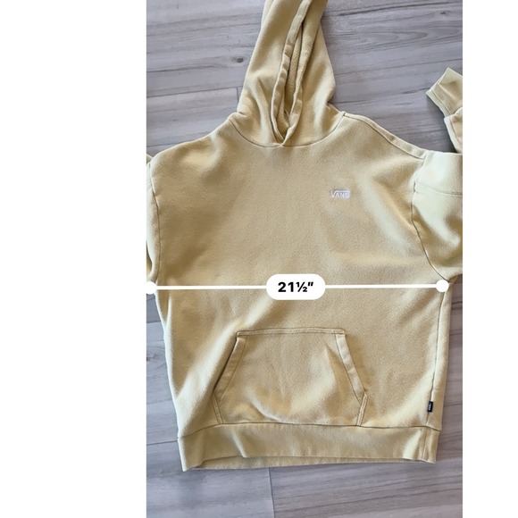 Vans ComfyCush Pullover Hoodie XS | Yellow Fleece Sweatshirt Small Logo - Picture 5 of 6